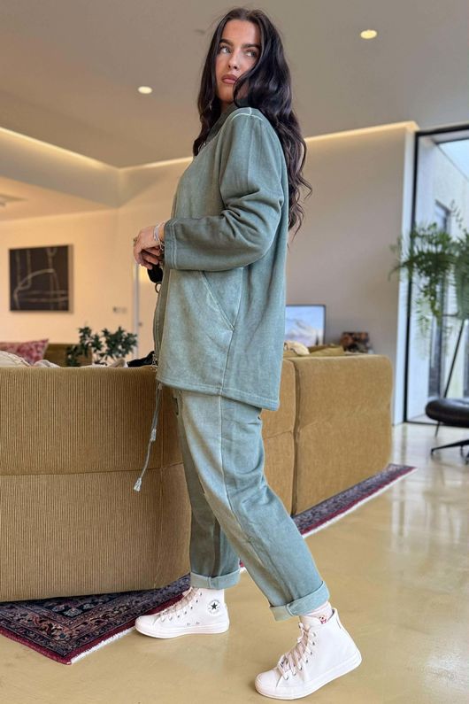 Anine Soft Touch Seam Pocket Hoodie Washed Khaki /5 